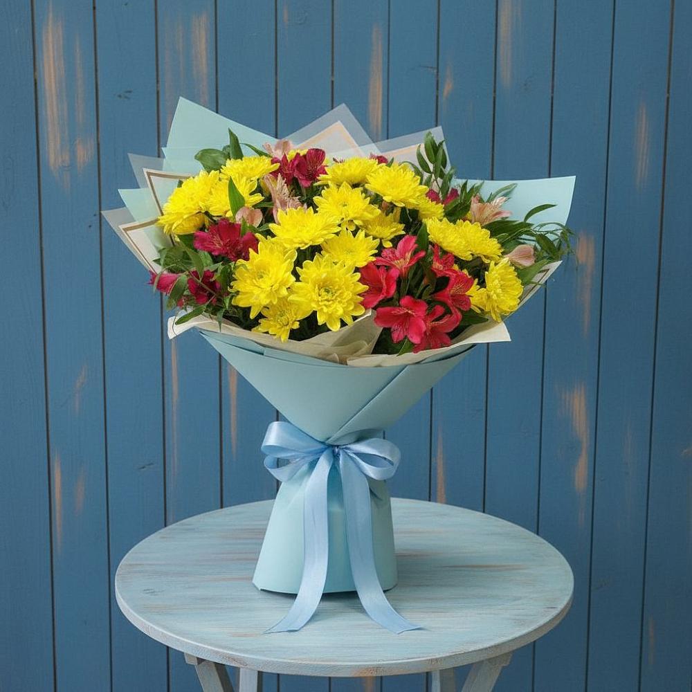 Букет цветов из: Альстромерии и Хризантемы в Дудинке