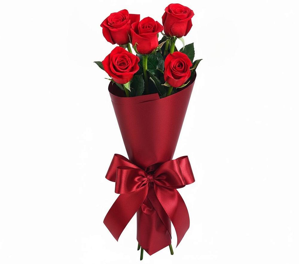 Букет 5 Красных роз Эдлесс Лав в Дудинке