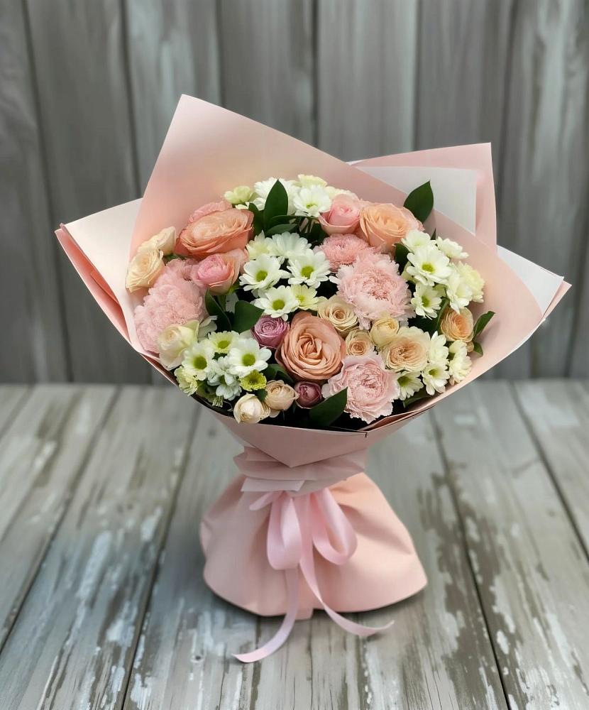 Букет цветов из: Гвоздики, Розы и Хризантемы в Дудинке