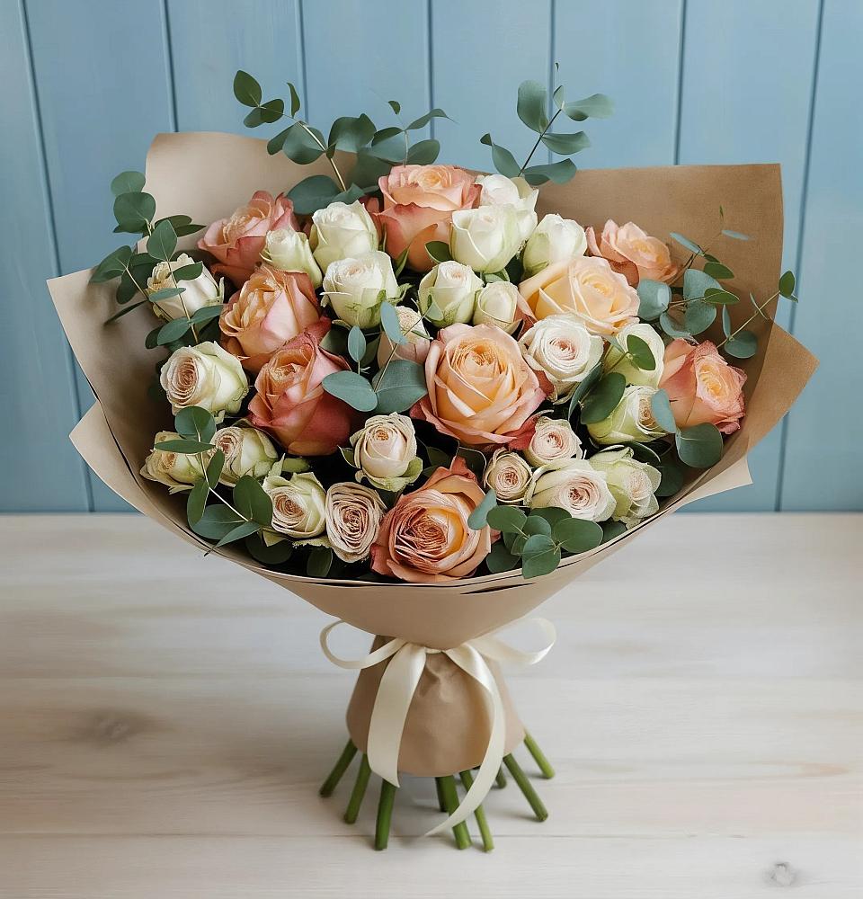 Букет цветов из: Альстромерии и Розы в Дудинке