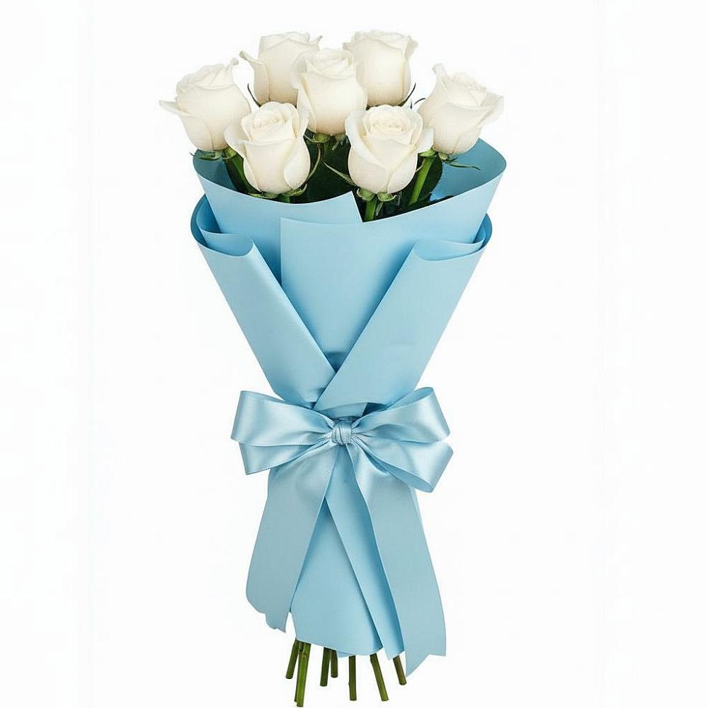 Букет 7 белых роз Проуд в Дудинке
