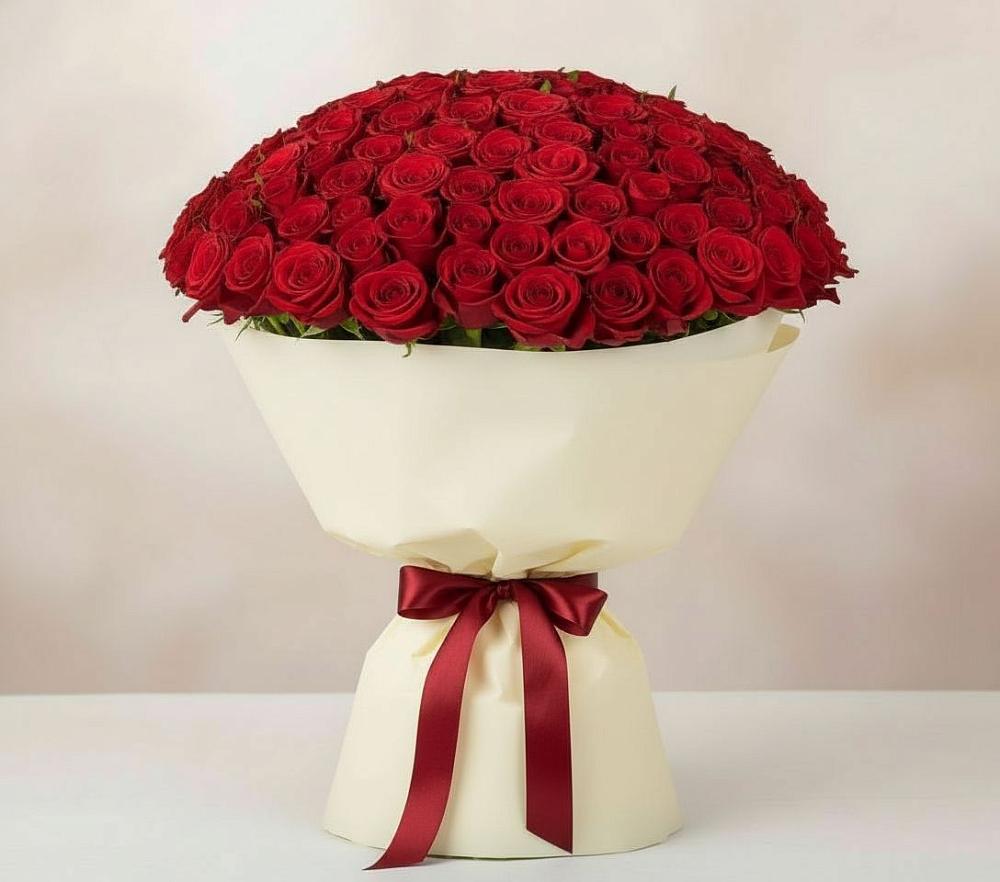 Букет 101 Красная роза Милано в Дудинке