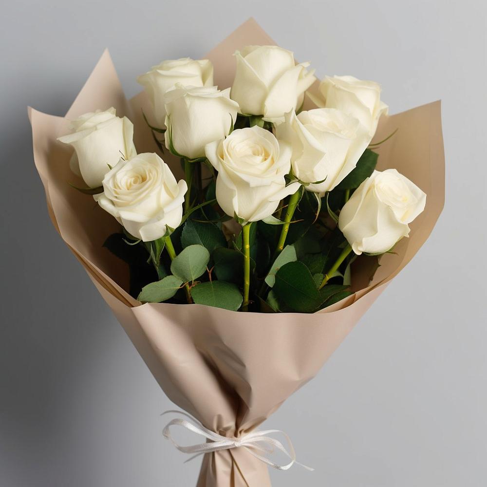 Букет 9 Белых роз Эдлесс Лав в Дудинке