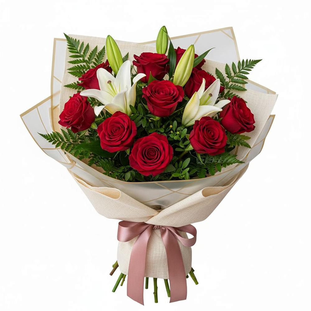 Букет цветов из: Лилии и Розы в Дудинке