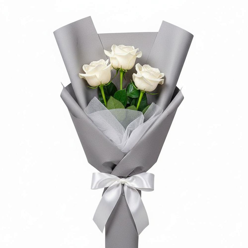 Букет 3 белые розы в Дудинке