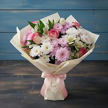Букет цветов из:  Хризантемы, Альстромерии и Розы в Дудинке