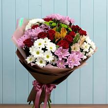 Букет цветов из:  Розы, Хризантемы и Альстромерии в Дудинке