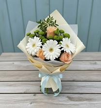 Букет цветов из:  Герберы, Розы и Хризантемы #REPLACE_PRED# Дудинке